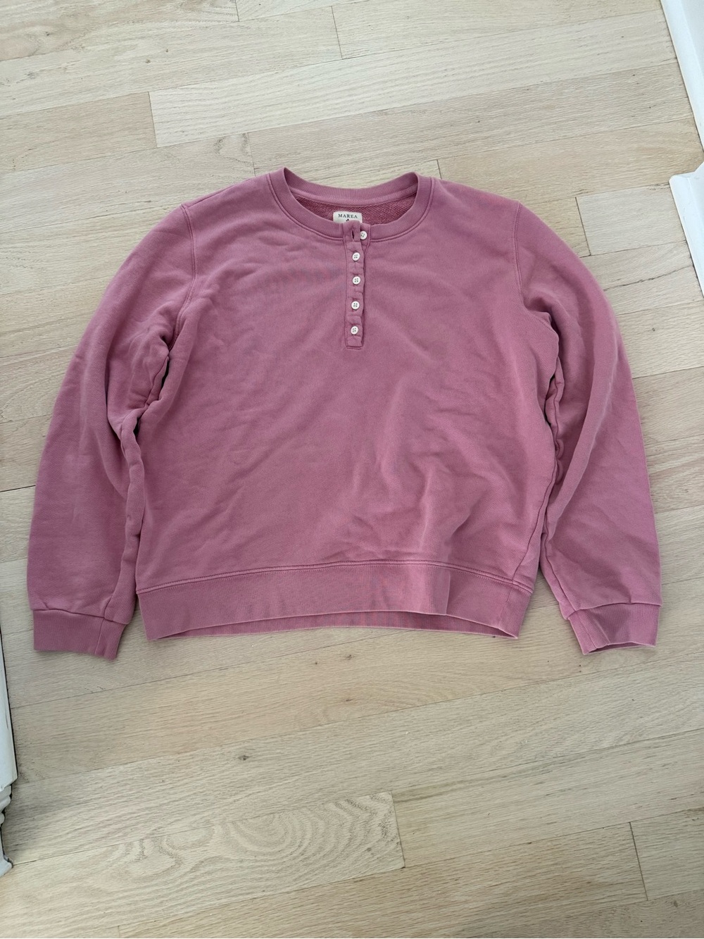Marea by Liz Joy Pink Henley Pullover Sweatshirt - S